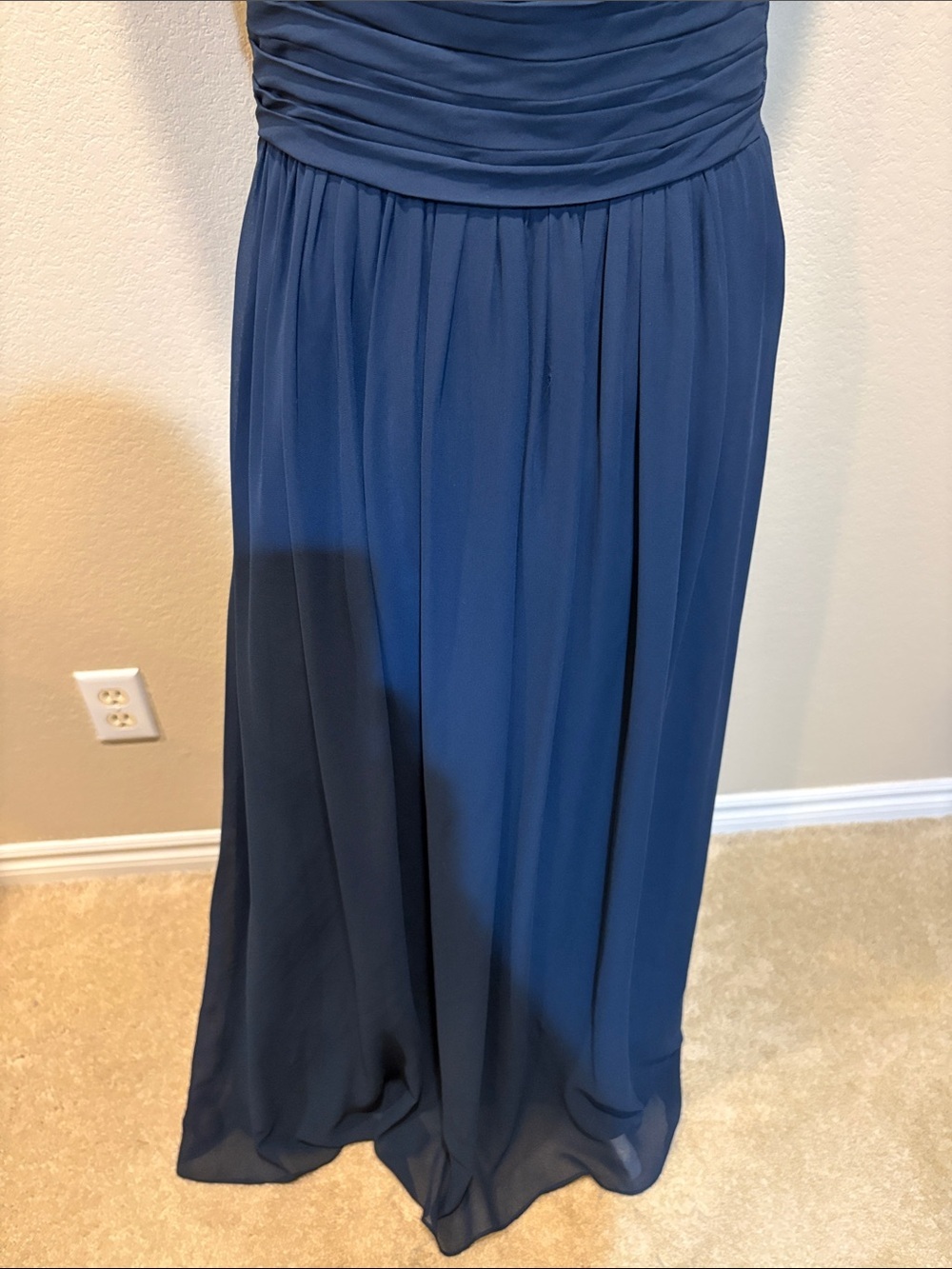 Camille La Vie One-Shoulder Navy Blue Chiffon Gown-Size 10 - Picture 8 of 16